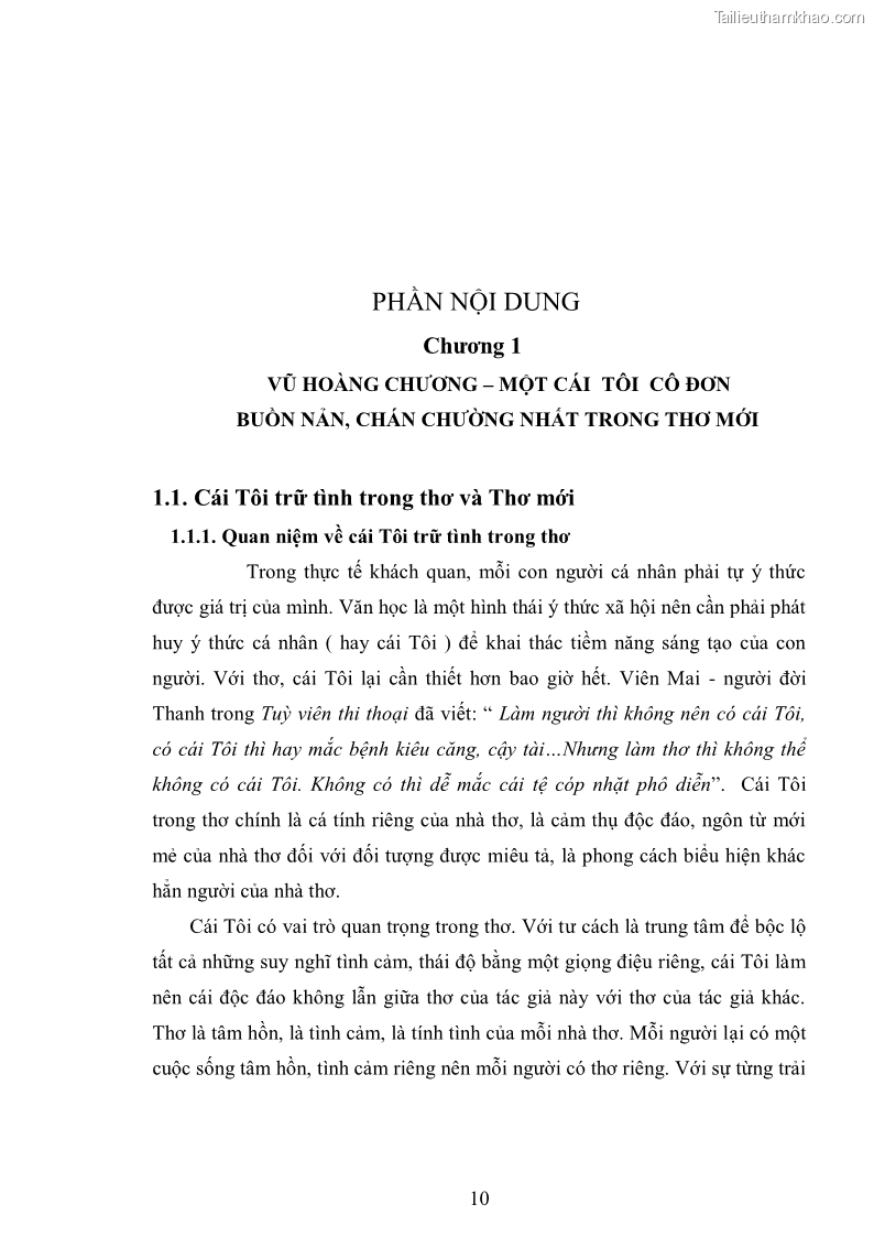Luận văn thạc sĩ văn học Phong cách nghệ thuật thơ Vũ Hoàng Chương - 1 Trang 11