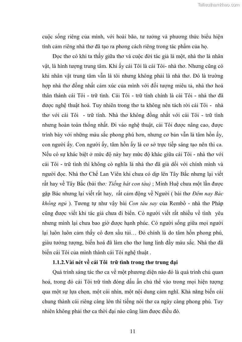 Luận văn thạc sĩ văn học Phong cách nghệ thuật thơ Vũ Hoàng Chương - 1 Trang 12