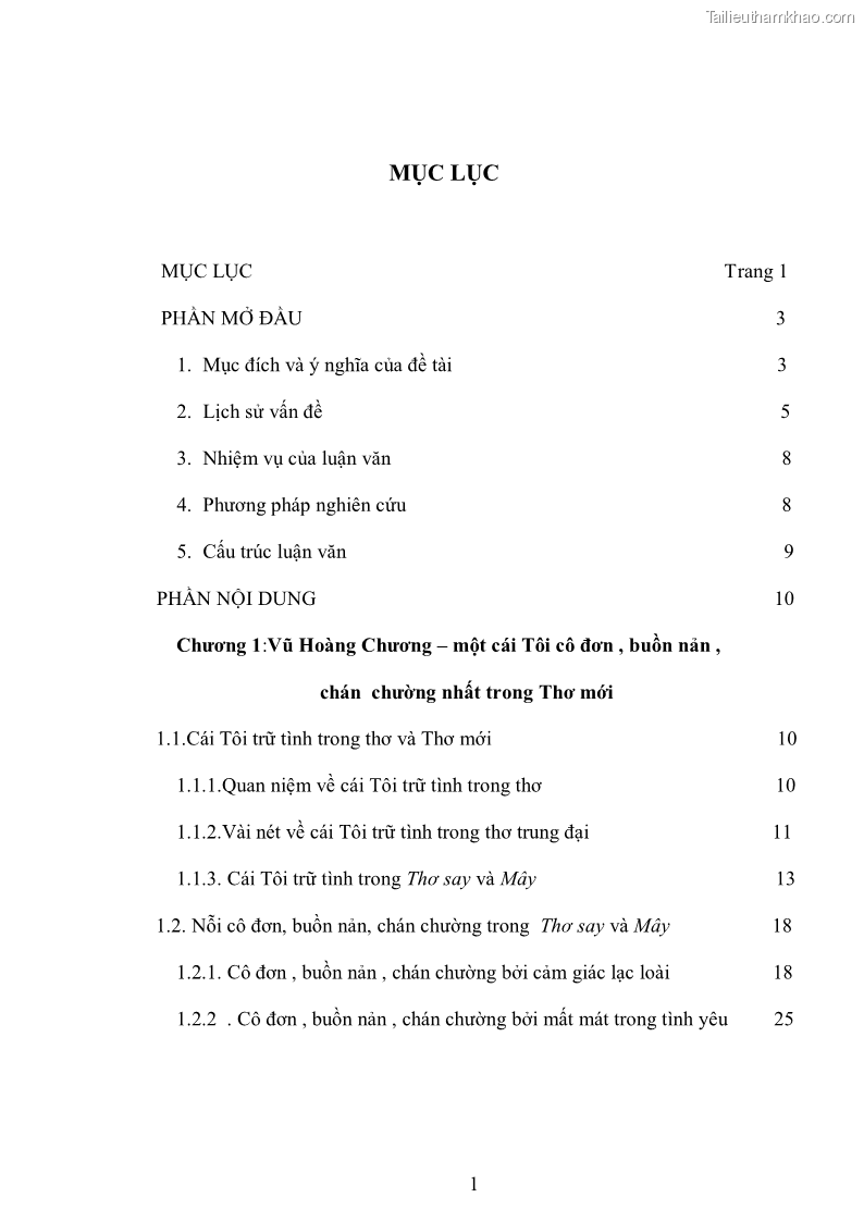 Luận văn thạc sĩ văn học Phong cách nghệ thuật thơ Vũ Hoàng Chương - 1 Trang 2