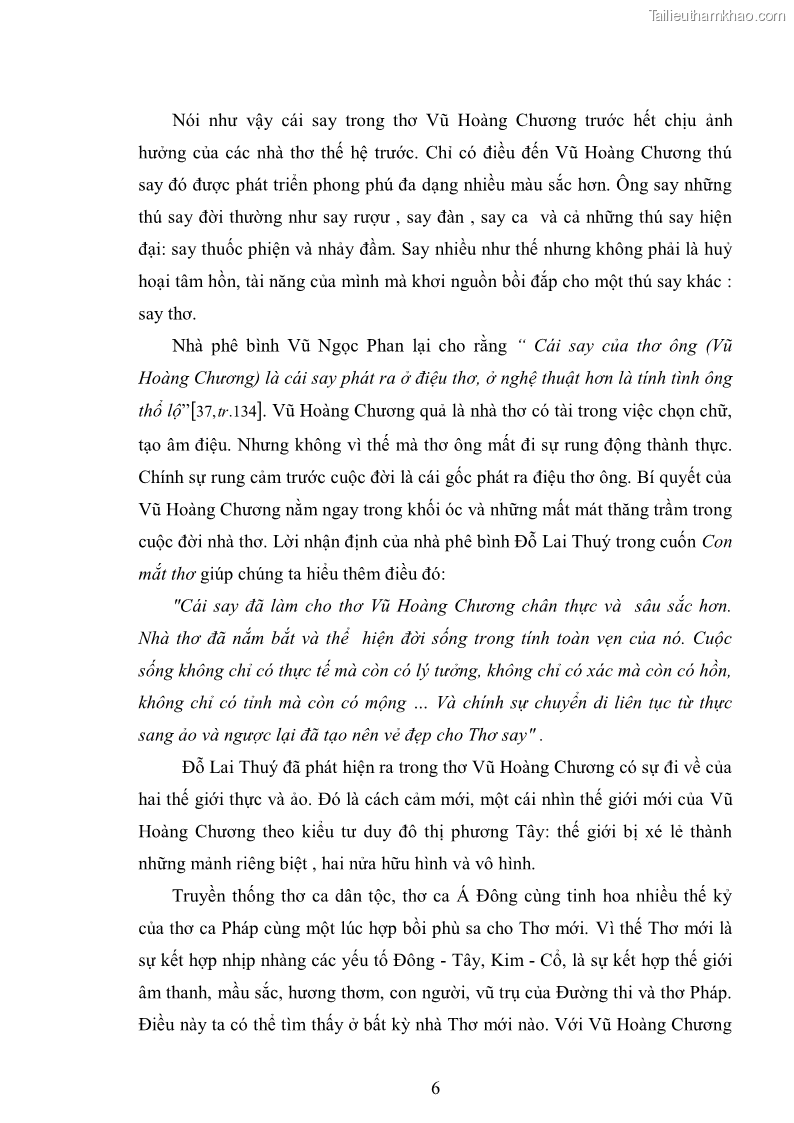 Luận văn thạc sĩ văn học Phong cách nghệ thuật thơ Vũ Hoàng Chương - 1 Trang 7