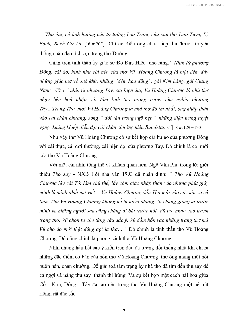 Luận văn thạc sĩ văn học Phong cách nghệ thuật thơ Vũ Hoàng Chương - 1 Trang 8