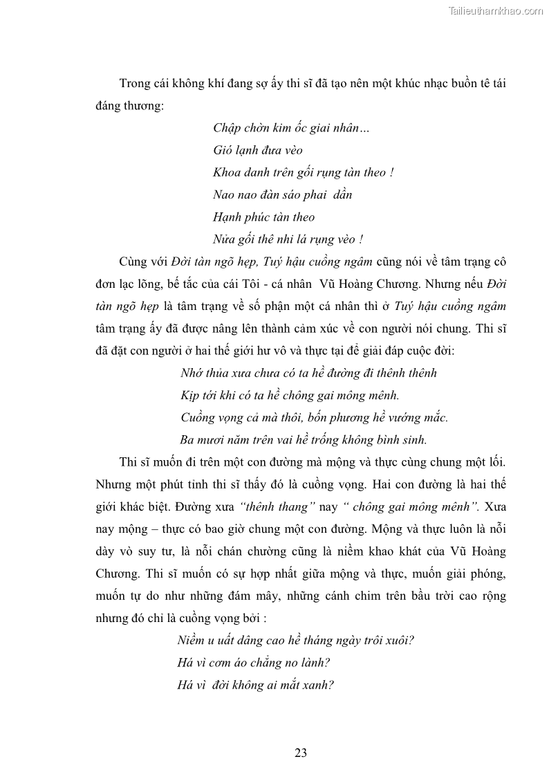 Luận văn thạc sĩ văn học Phong cách nghệ thuật thơ Vũ Hoàng Chương - 2 Trang 24