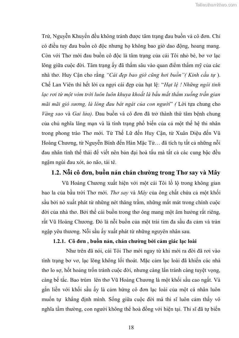 Luận văn thạc sĩ văn học Phong cách nghệ thuật thơ Vũ Hoàng Chương - 2 Trang 19