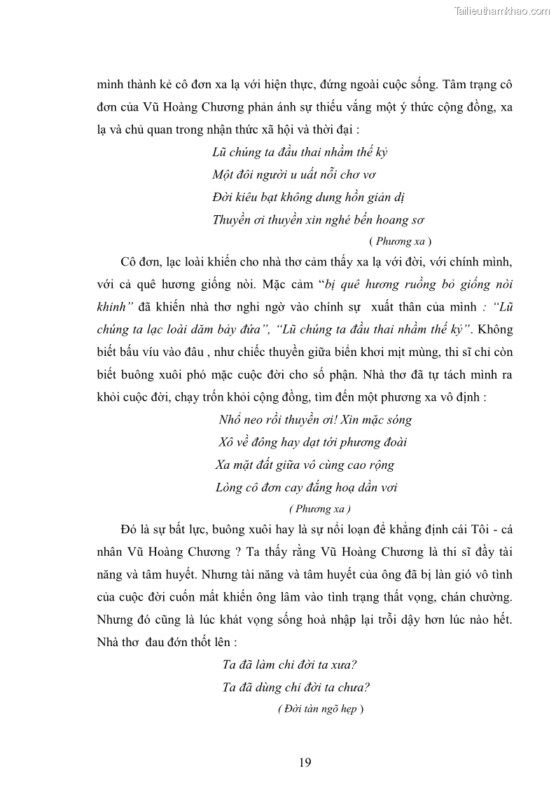 Luận văn thạc sĩ văn học Phong cách nghệ thuật thơ Vũ Hoàng Chương - 2 Trang 20