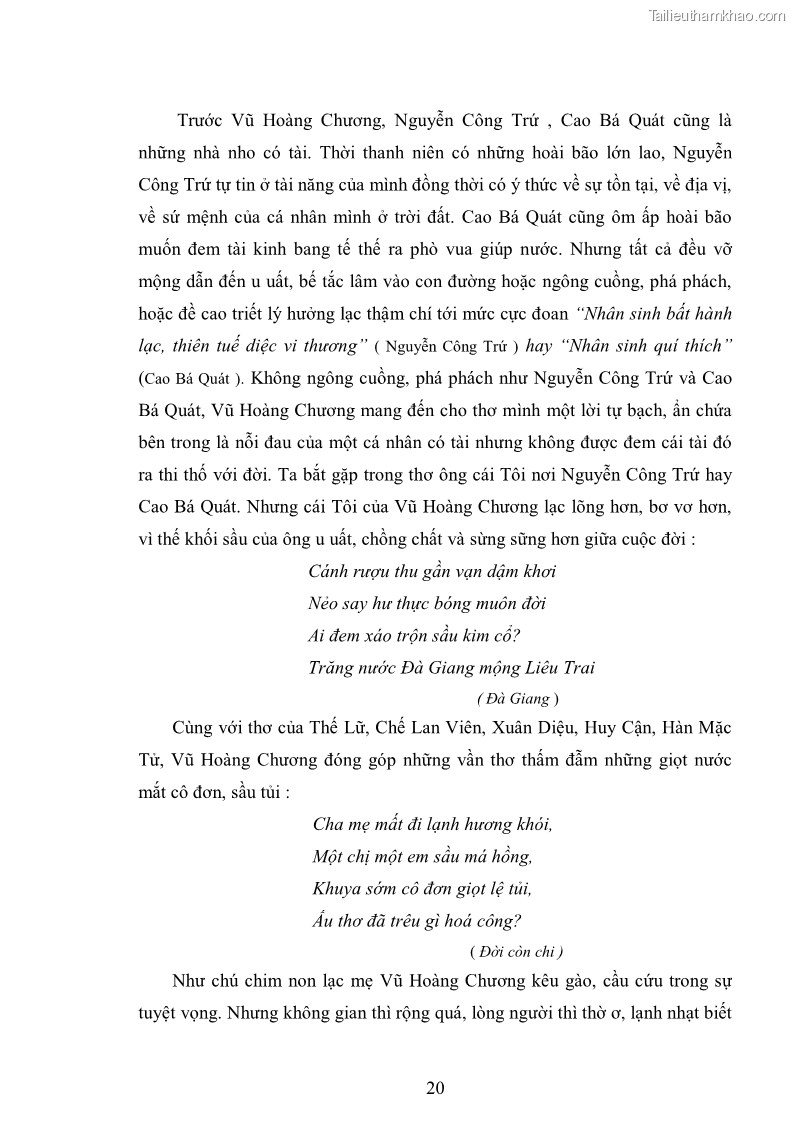 Luận văn thạc sĩ văn học Phong cách nghệ thuật thơ Vũ Hoàng Chương - 2 Trang 21