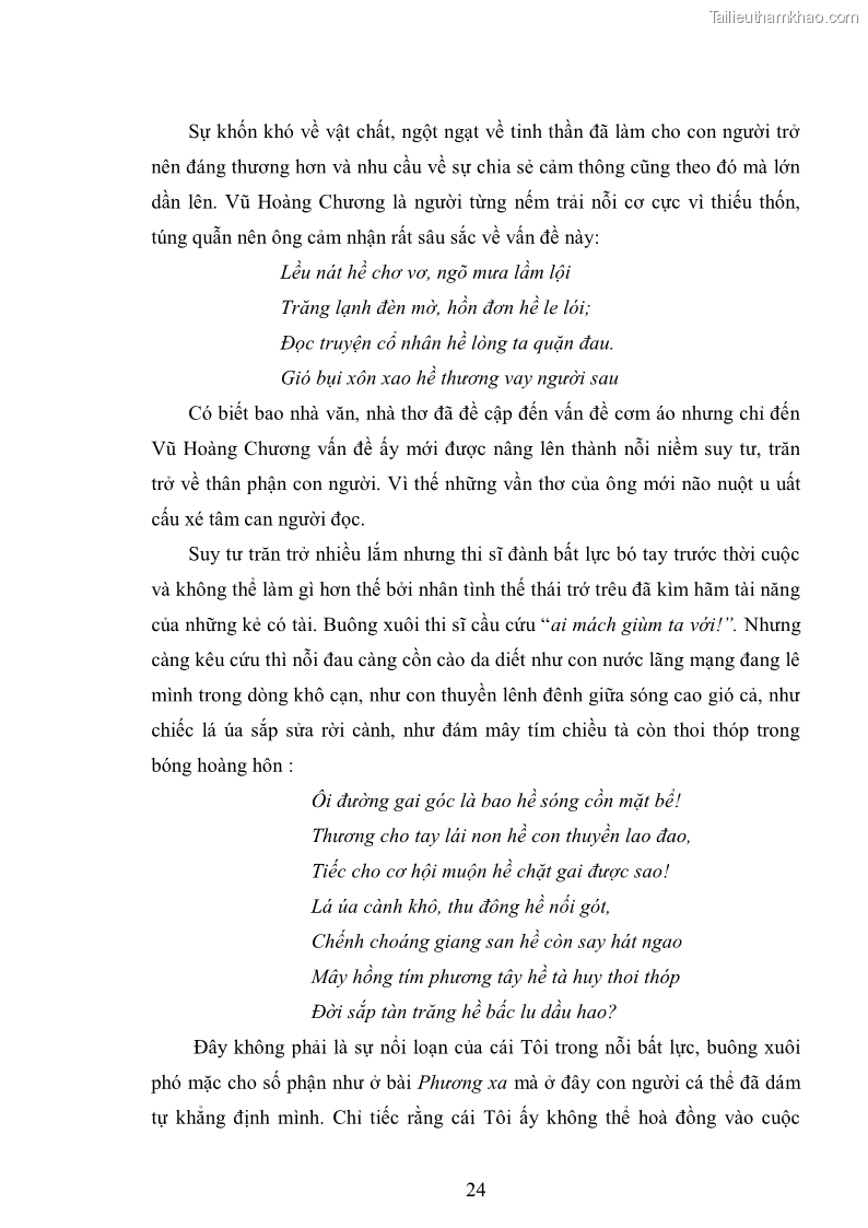 Luận văn thạc sĩ văn học Phong cách nghệ thuật thơ Vũ Hoàng Chương - 3 Trang 25