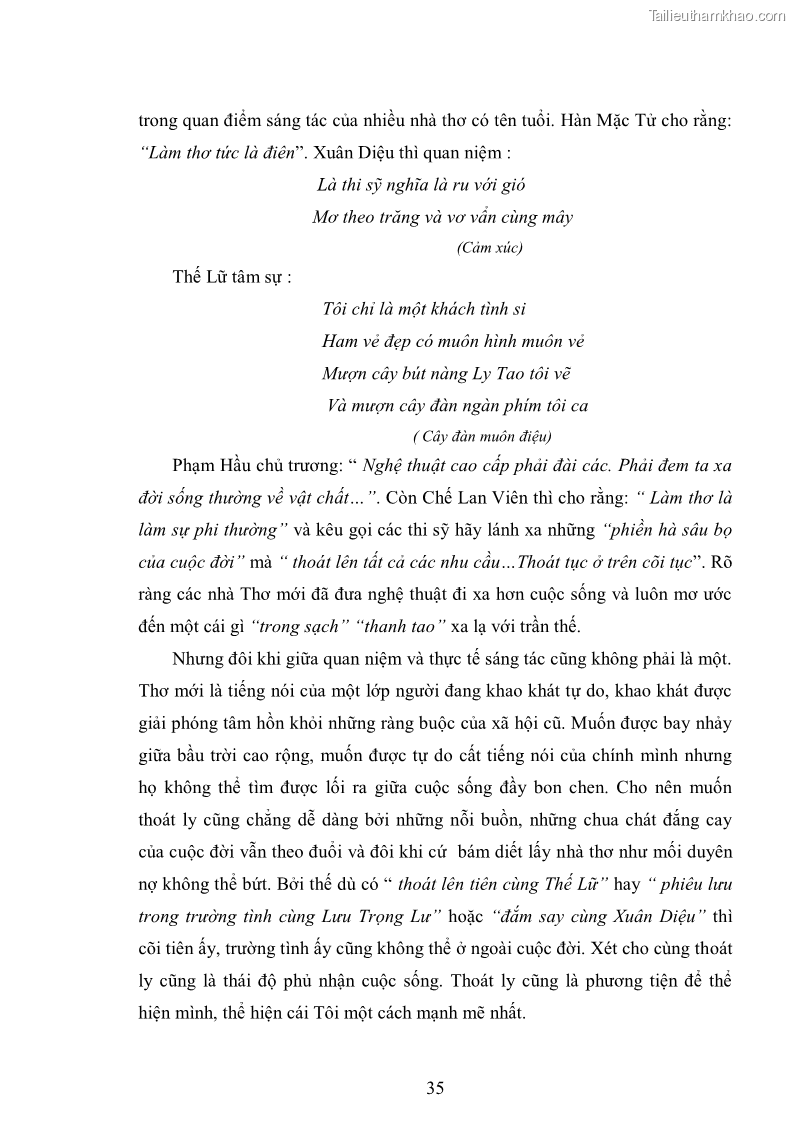 Luận văn thạc sĩ văn học Phong cách nghệ thuật thơ Vũ Hoàng Chương - 3 Trang 36
