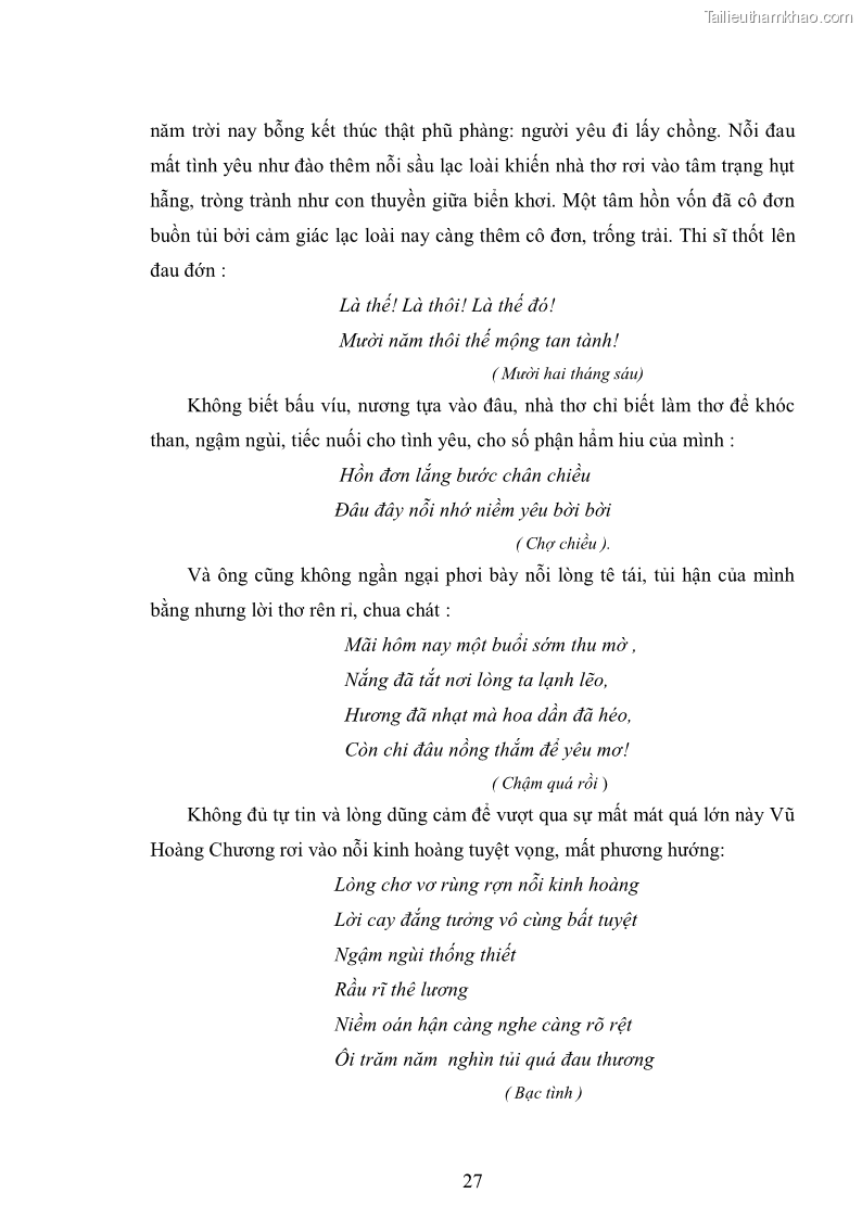 Luận văn thạc sĩ văn học Phong cách nghệ thuật thơ Vũ Hoàng Chương - 3 Trang 28
