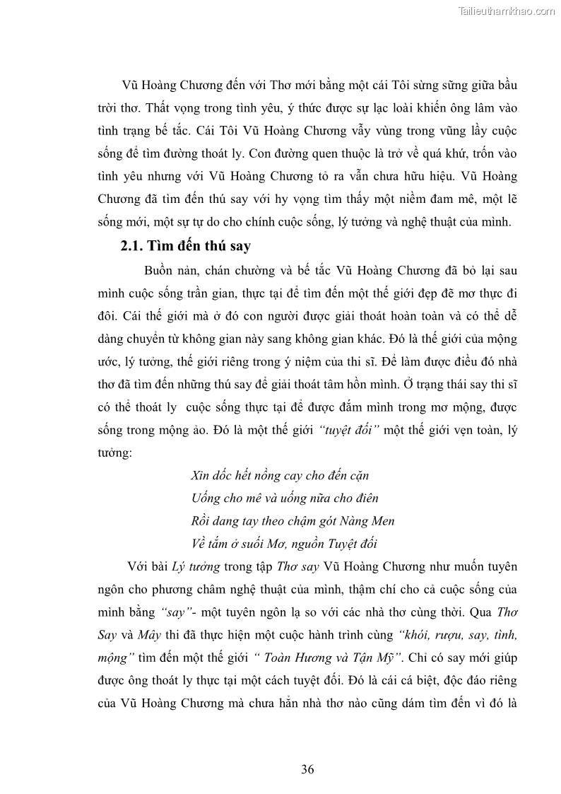 Luận văn thạc sĩ văn học Phong cách nghệ thuật thơ Vũ Hoàng Chương - 4 Trang 37