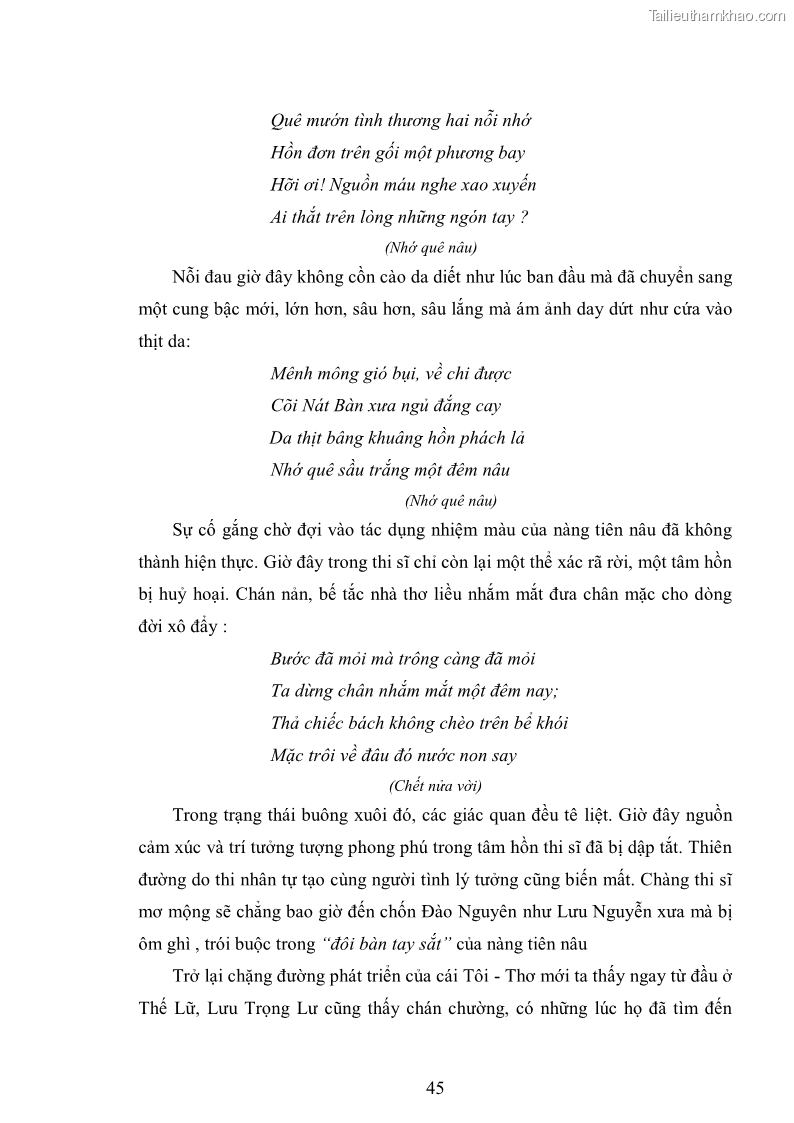 Luận văn thạc sĩ văn học Phong cách nghệ thuật thơ Vũ Hoàng Chương - 4 Trang 46