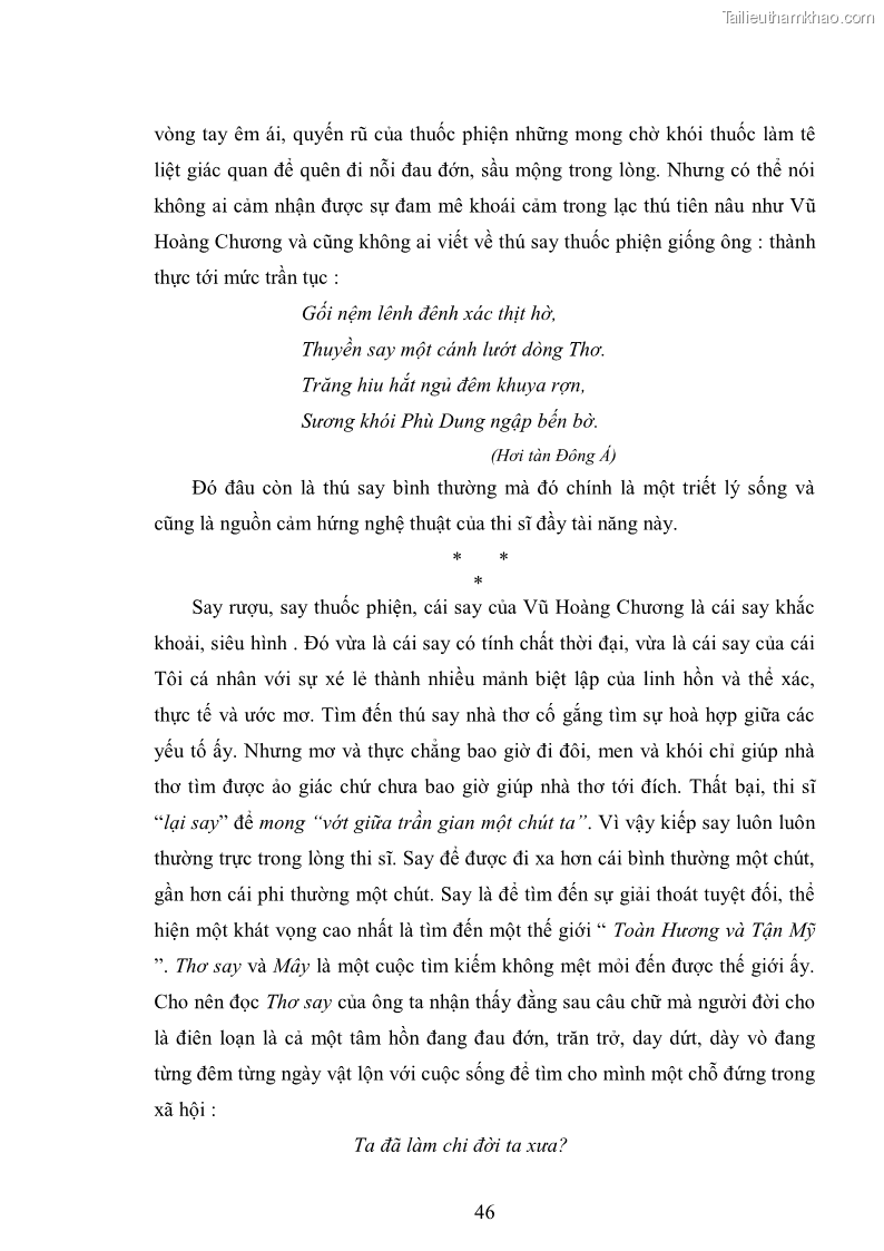 Luận văn thạc sĩ văn học Phong cách nghệ thuật thơ Vũ Hoàng Chương - 4 Trang 47