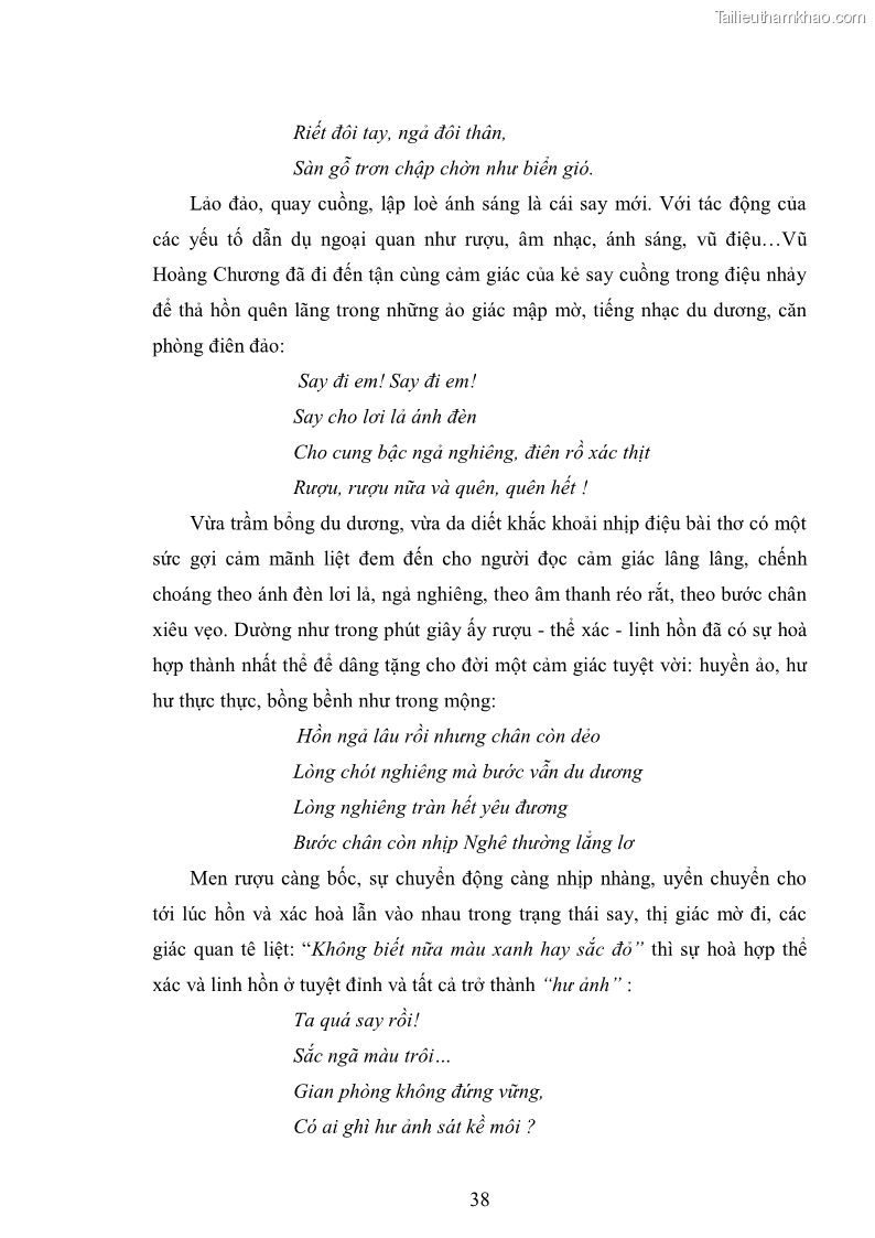 Luận văn thạc sĩ văn học Phong cách nghệ thuật thơ Vũ Hoàng Chương - 4 Trang 39