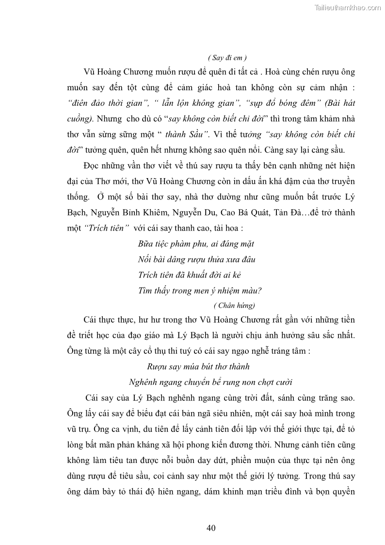 Luận văn thạc sĩ văn học Phong cách nghệ thuật thơ Vũ Hoàng Chương - 4 Trang 41