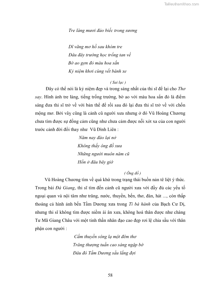 Luận văn thạc sĩ văn học Phong cách nghệ thuật thơ Vũ Hoàng Chương - 5 Trang 59