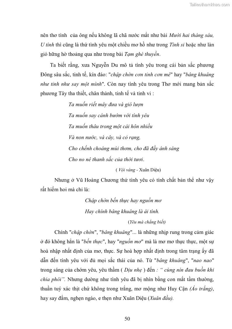Luận văn thạc sĩ văn học Phong cách nghệ thuật thơ Vũ Hoàng Chương - 5 Trang 51