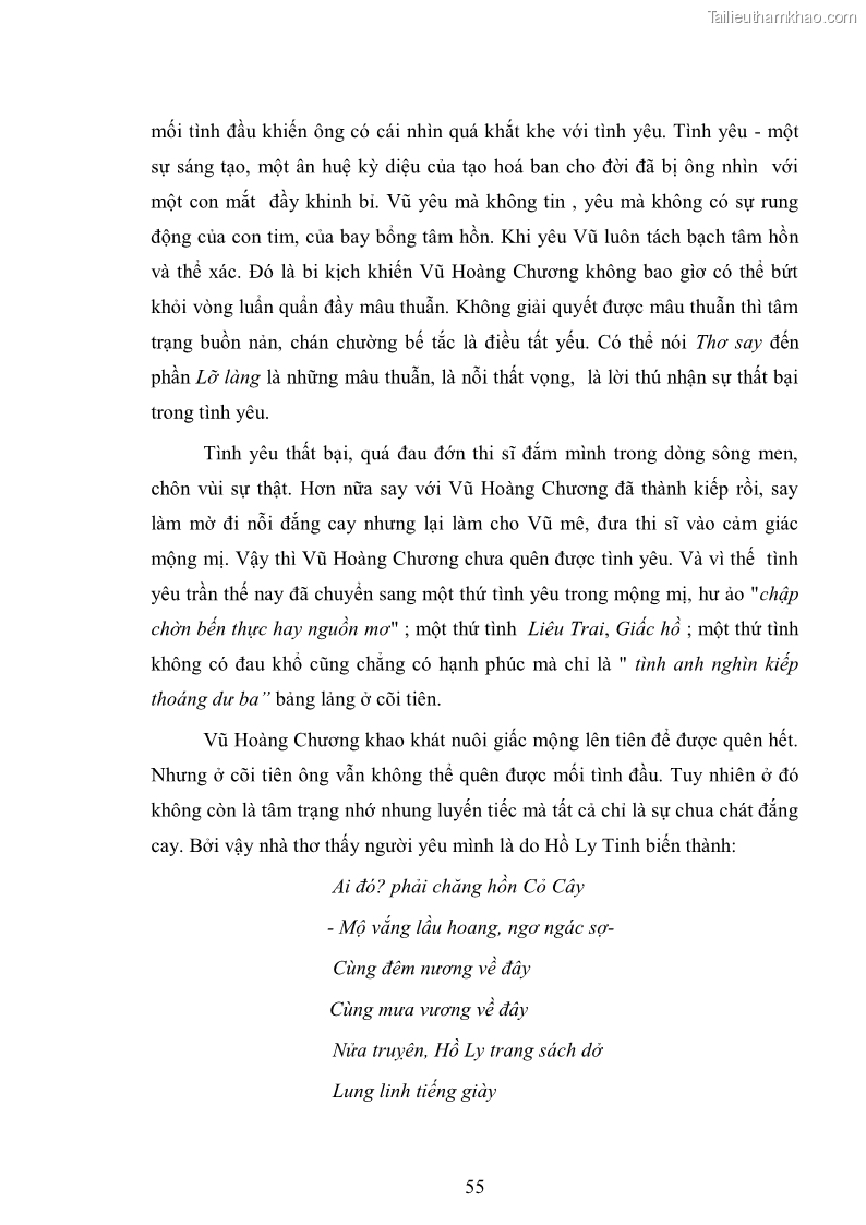 Luận văn thạc sĩ văn học Phong cách nghệ thuật thơ Vũ Hoàng Chương - 5 Trang 56