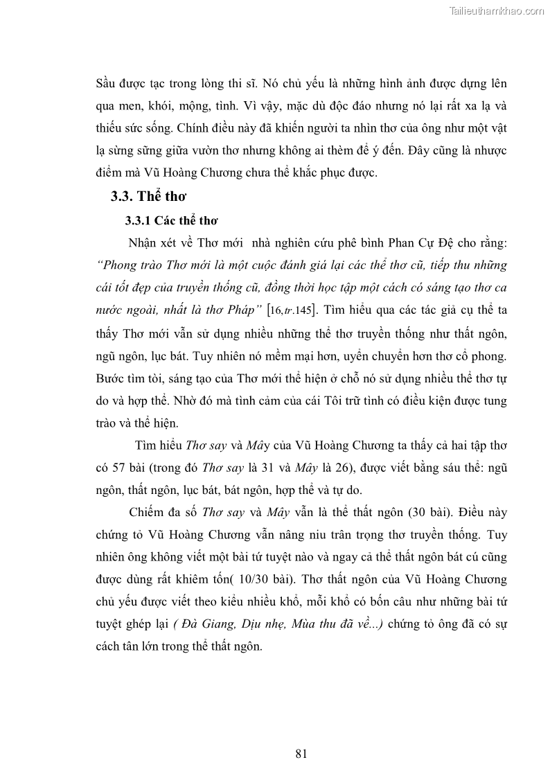 Luận văn thạc sĩ văn học Phong cách nghệ thuật thơ Vũ Hoàng Chương - 7 Trang 82