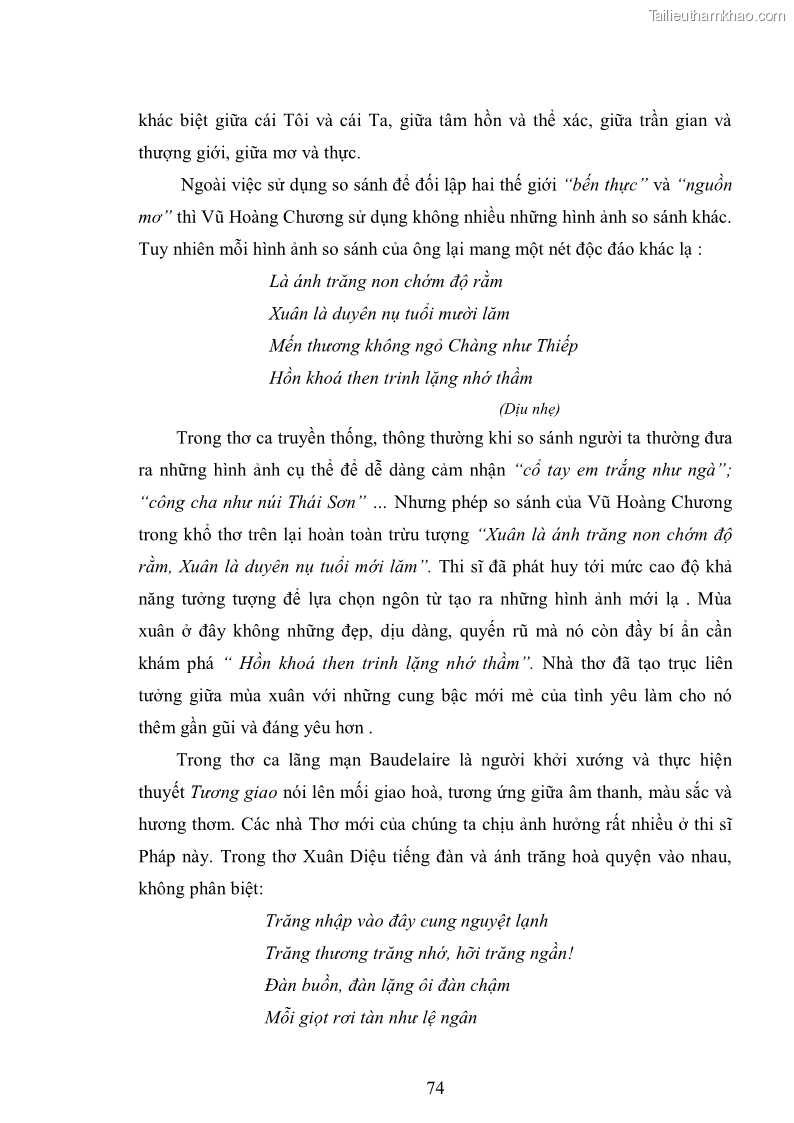 Luận văn thạc sĩ văn học Phong cách nghệ thuật thơ Vũ Hoàng Chương - 7 Trang 75