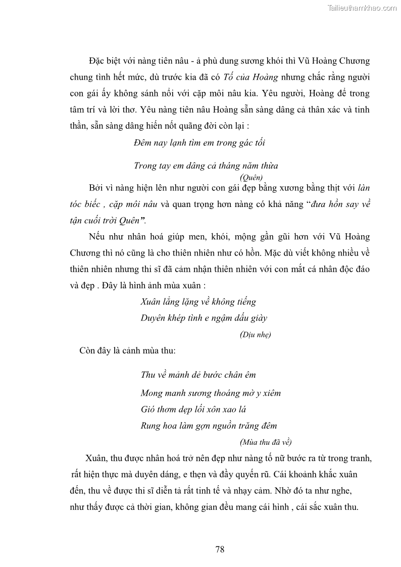 Luận văn thạc sĩ văn học Phong cách nghệ thuật thơ Vũ Hoàng Chương - 7 Trang 79
