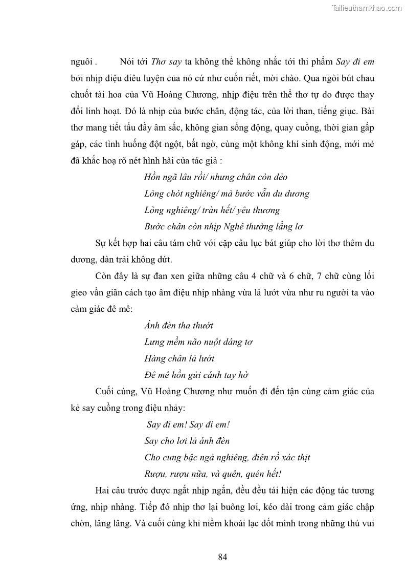 Luận văn thạc sĩ văn học Phong cách nghệ thuật thơ Vũ Hoàng Chương - 8 Trang 85