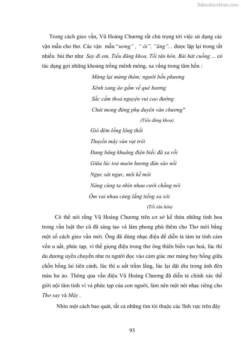 Luận văn thạc sĩ văn học Phong cách nghệ thuật thơ Vũ Hoàng Chương - 8 Trang 94