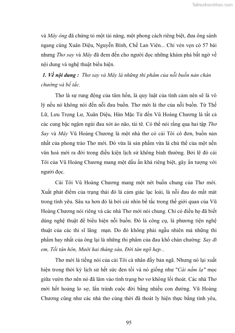 Luận văn thạc sĩ văn học Phong cách nghệ thuật thơ Vũ Hoàng Chương - 8 Trang 96