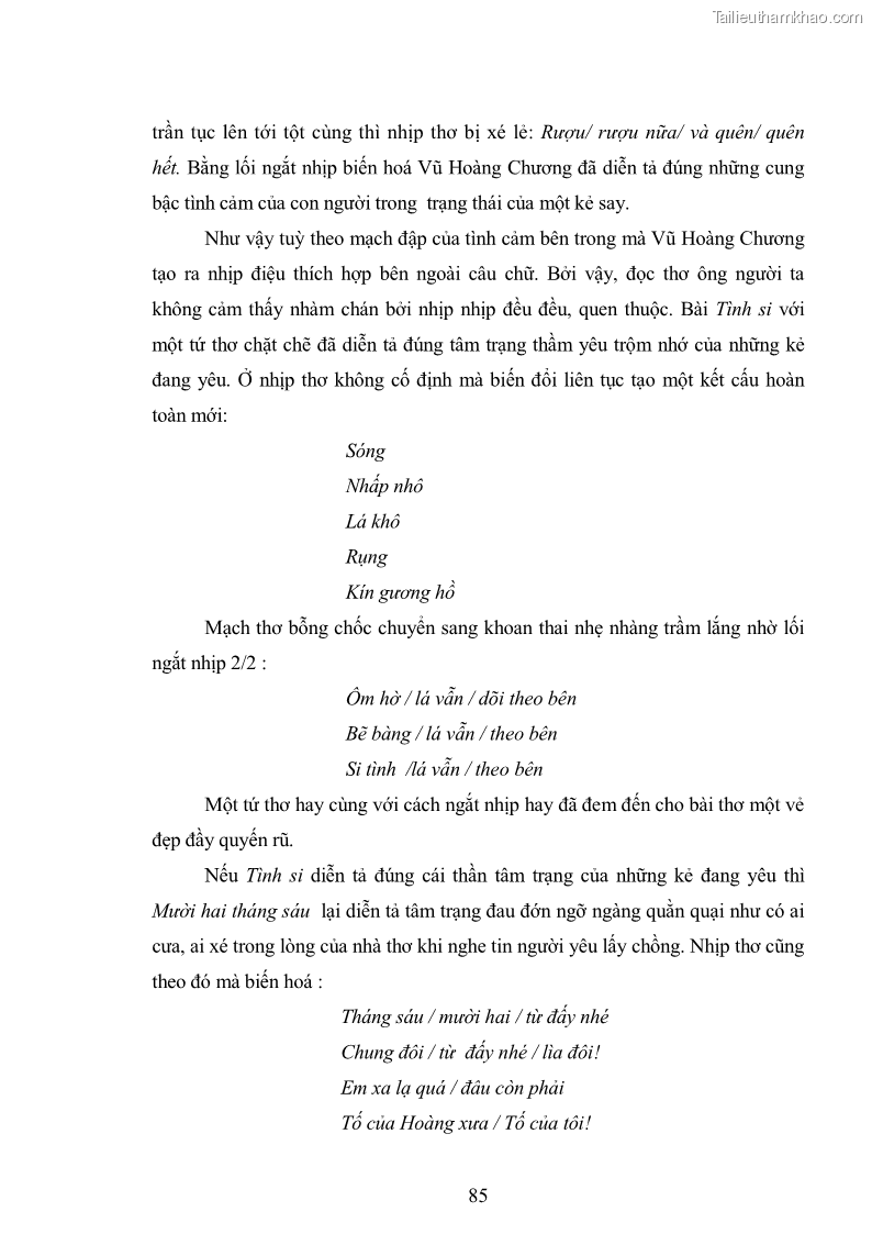 Luận văn thạc sĩ văn học Phong cách nghệ thuật thơ Vũ Hoàng Chương - 8 Trang 86