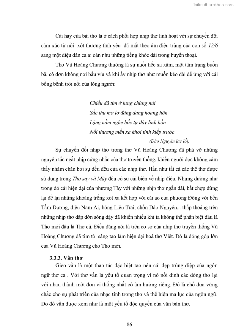 Luận văn thạc sĩ văn học Phong cách nghệ thuật thơ Vũ Hoàng Chương - 8 Trang 87