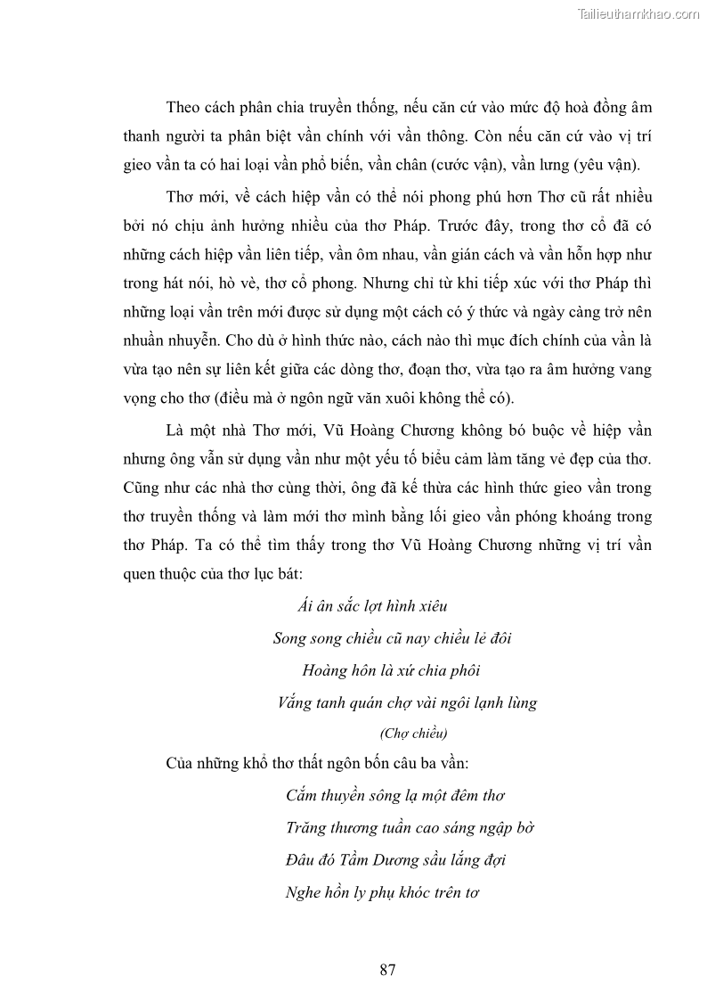 Luận văn thạc sĩ văn học Phong cách nghệ thuật thơ Vũ Hoàng Chương - 8 Trang 88