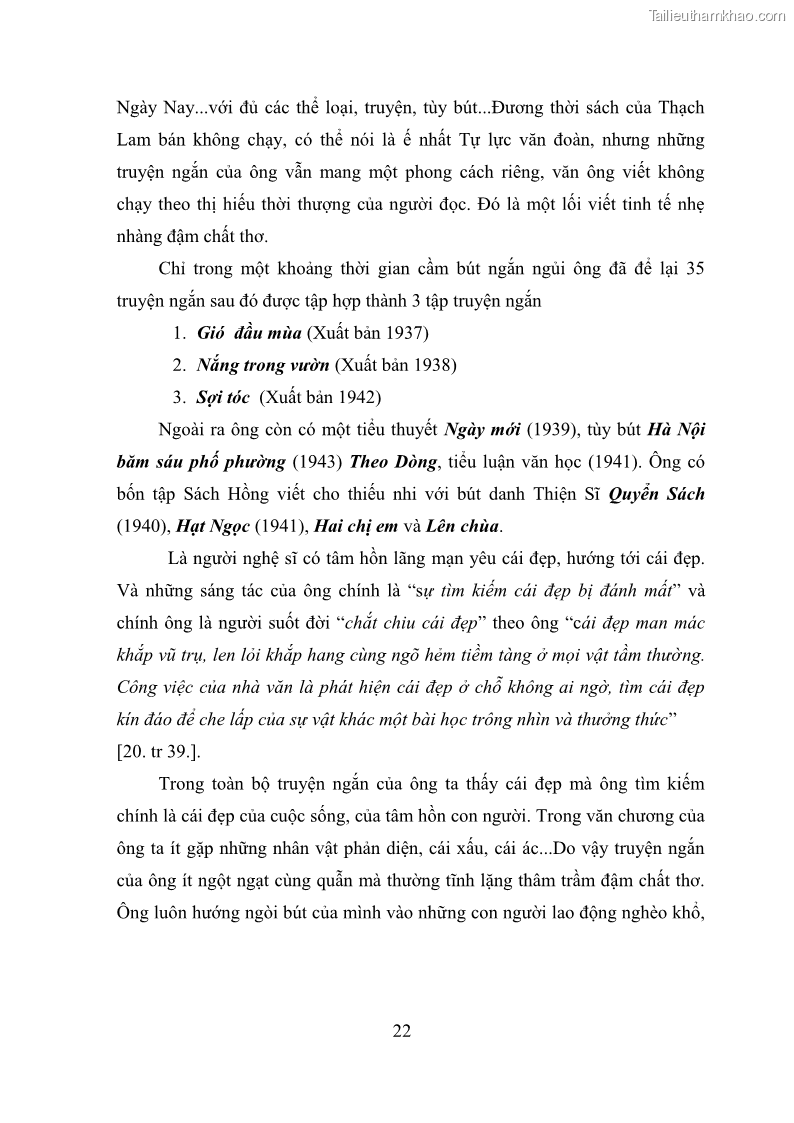 Luận văn thạc sĩ văn học Phong cách nghệ thuật truyện ngắn Thạch Lam - 2 Trang 24