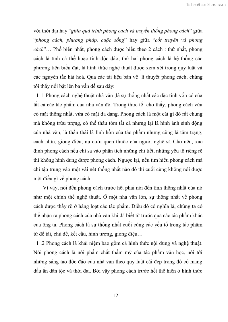 Luận văn thạc sĩ văn học Phong cách nghệ thuật truyện ngắn Thạch Lam - 2 Trang 14