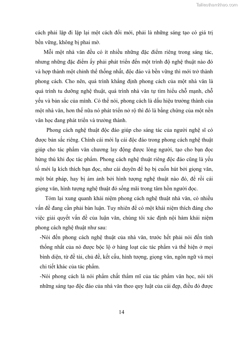 Luận văn thạc sĩ văn học Phong cách nghệ thuật truyện ngắn Thạch Lam - 2 Trang 16