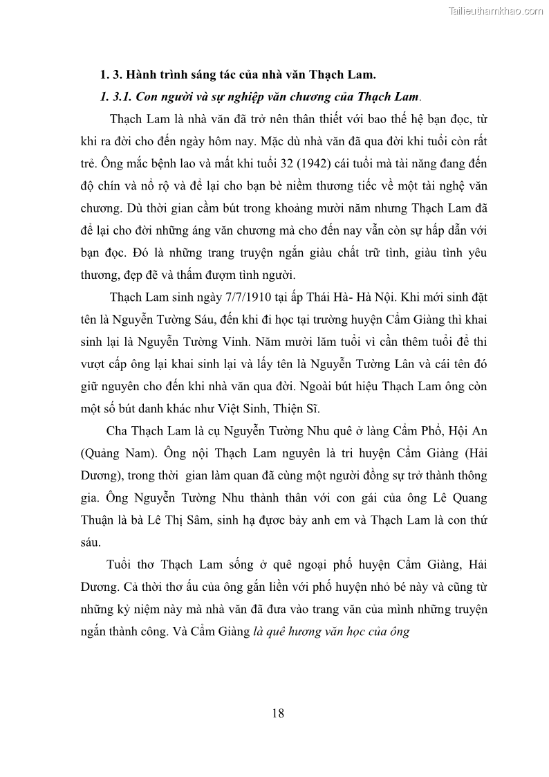 Luận văn thạc sĩ văn học Phong cách nghệ thuật truyện ngắn Thạch Lam - 2 Trang 20
