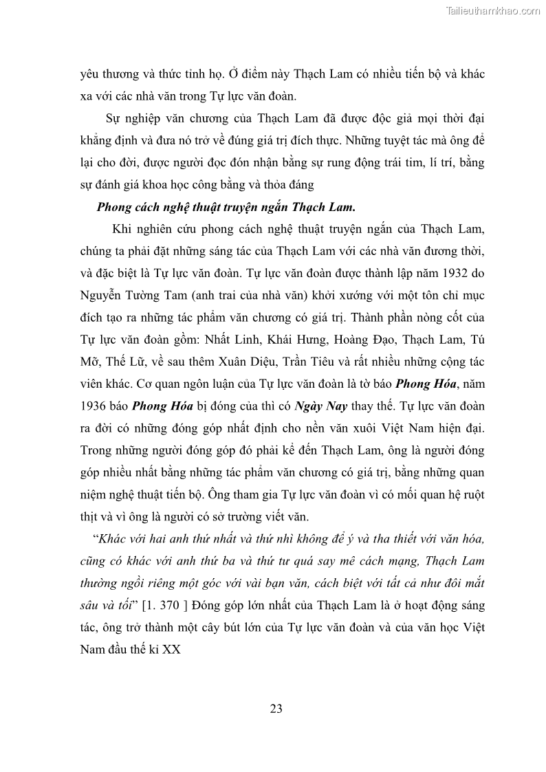 Luận văn thạc sĩ văn học Phong cách nghệ thuật truyện ngắn Thạch Lam - 3 Trang 25