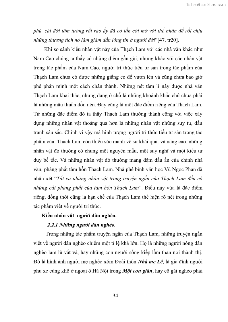 Luận văn thạc sĩ văn học Phong cách nghệ thuật truyện ngắn Thạch Lam - 3 Trang 36