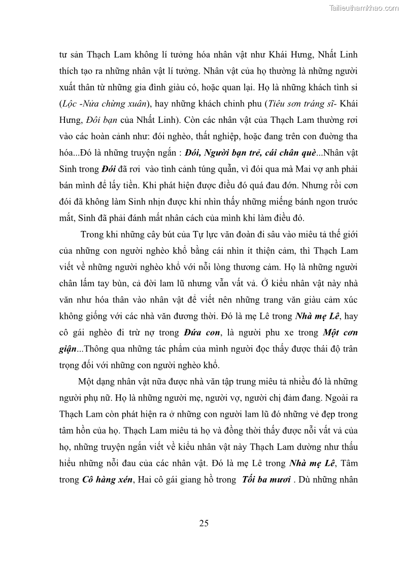 Luận văn thạc sĩ văn học Phong cách nghệ thuật truyện ngắn Thạch Lam - 3 Trang 27