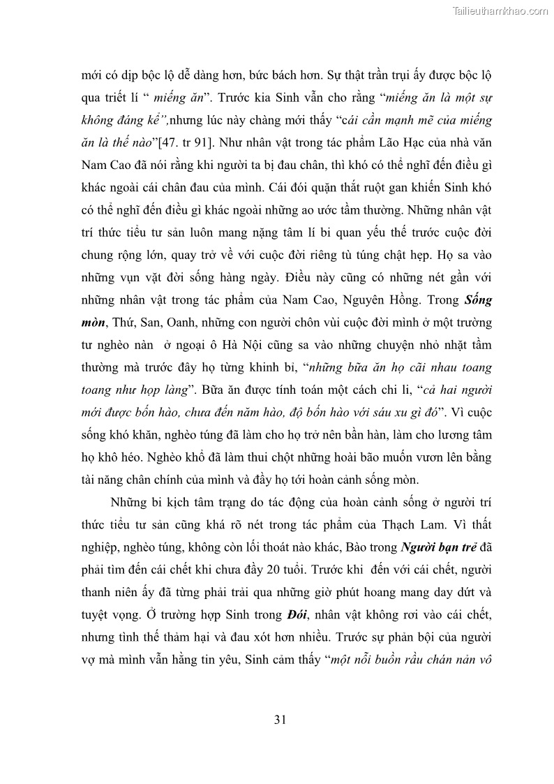 Luận văn thạc sĩ văn học Phong cách nghệ thuật truyện ngắn Thạch Lam - 3 Trang 33