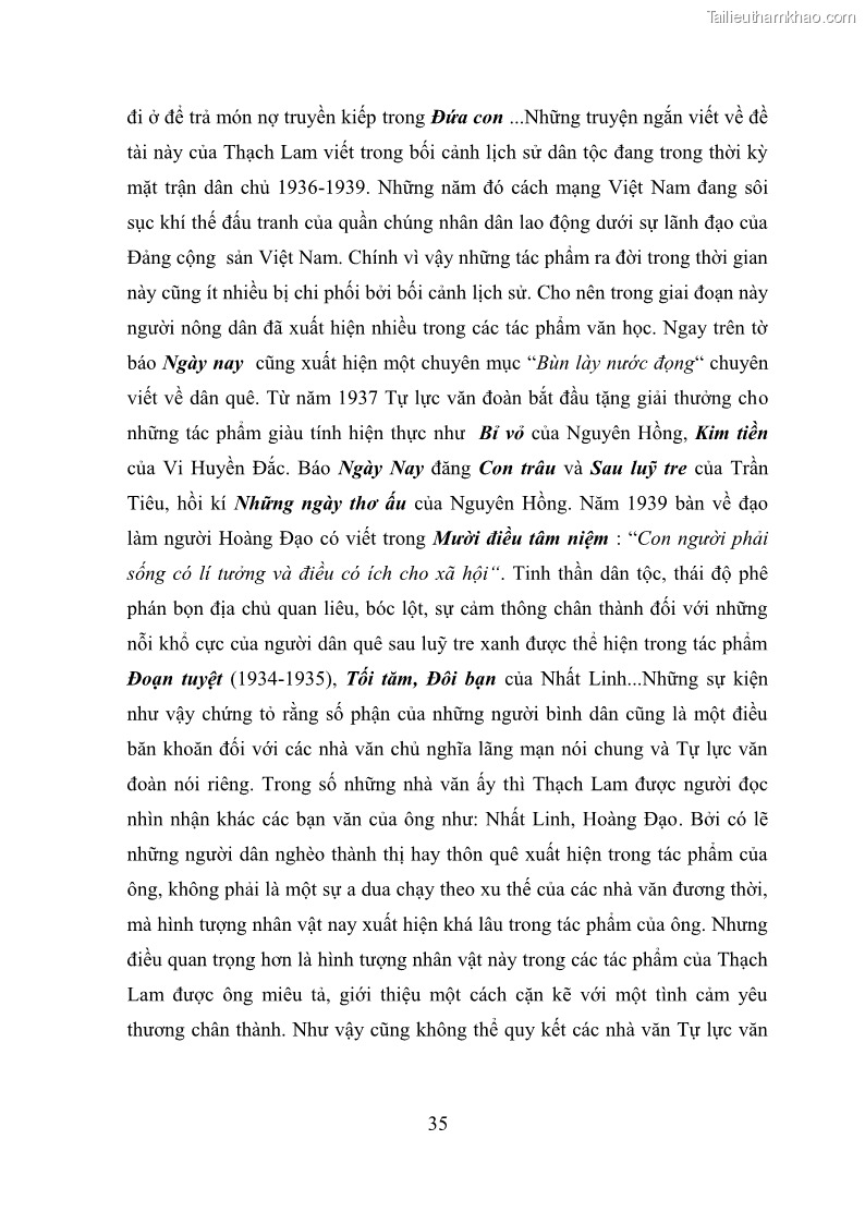 Luận văn thạc sĩ văn học Phong cách nghệ thuật truyện ngắn Thạch Lam - 4 Trang 37