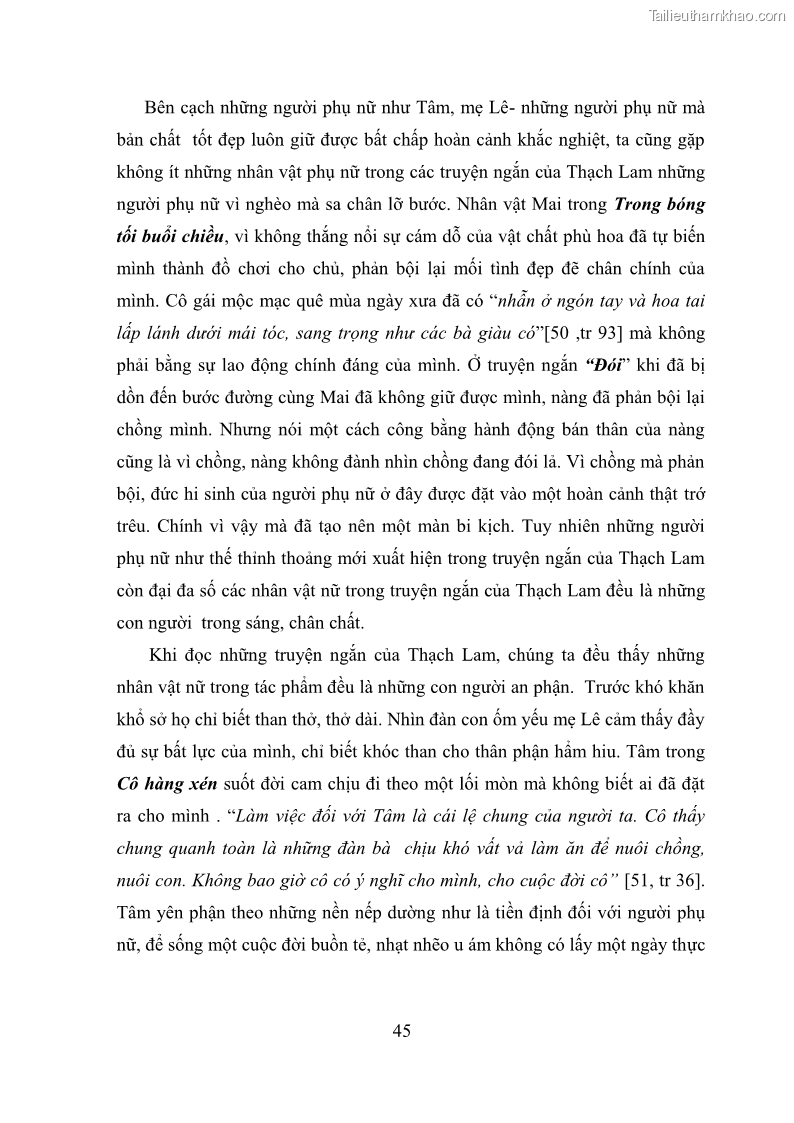 Luận văn thạc sĩ văn học Phong cách nghệ thuật truyện ngắn Thạch Lam - 4 Trang 47