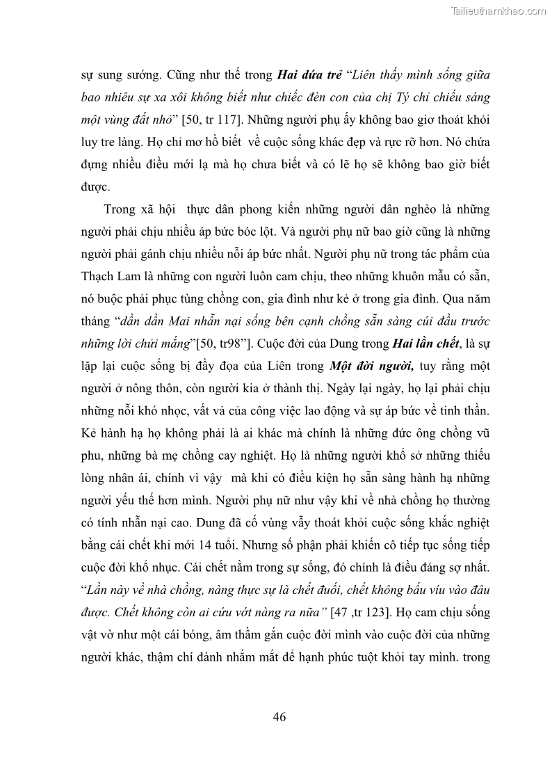 Luận văn thạc sĩ văn học Phong cách nghệ thuật truyện ngắn Thạch Lam - 4 Trang 48