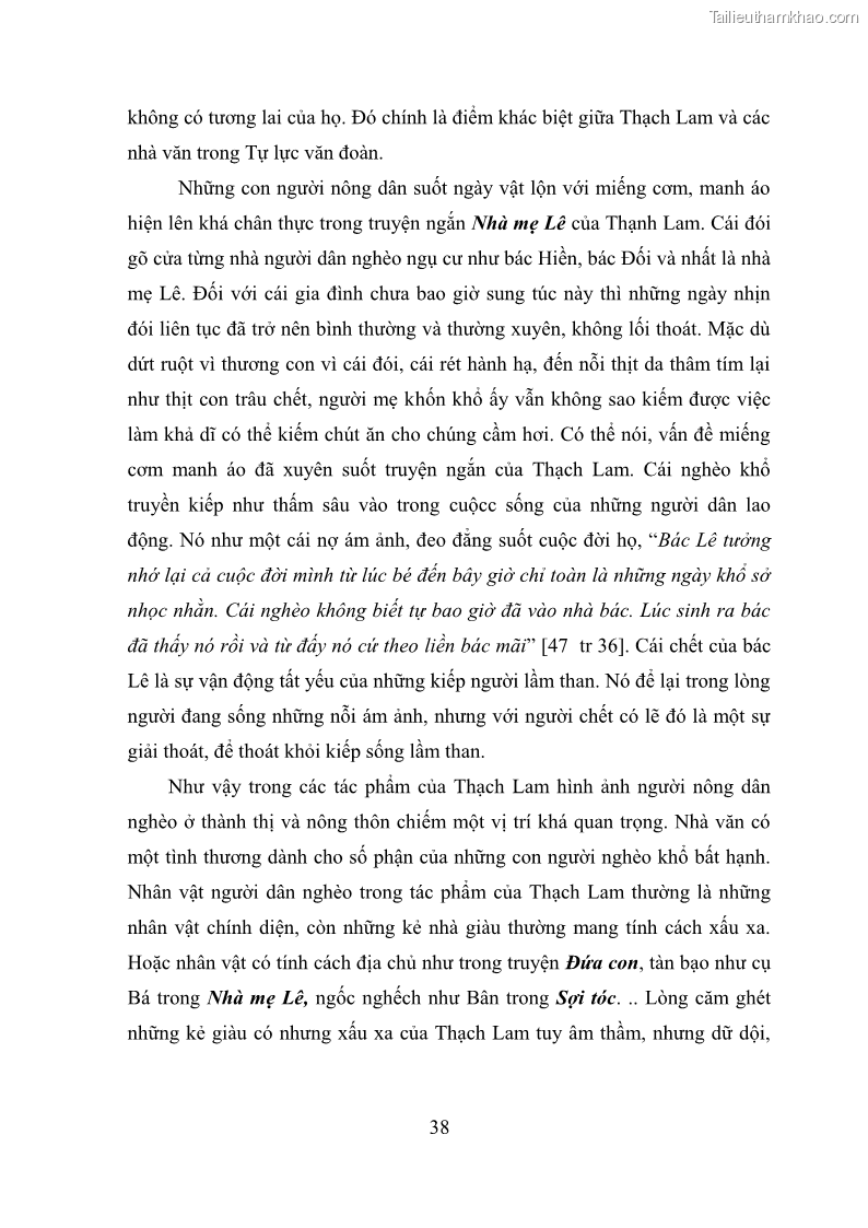 Luận văn thạc sĩ văn học Phong cách nghệ thuật truyện ngắn Thạch Lam - 4 Trang 40