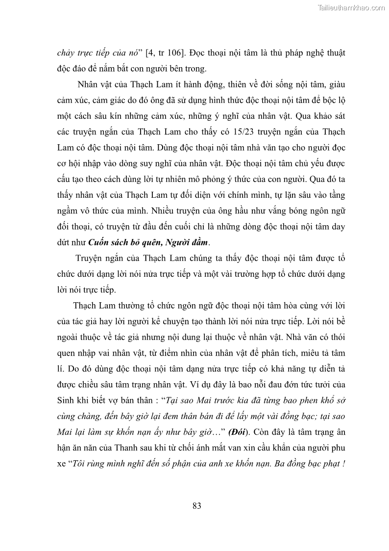 Luận văn thạc sĩ văn học Phong cách nghệ thuật truyện ngắn Thạch Lam - 8 Trang 85