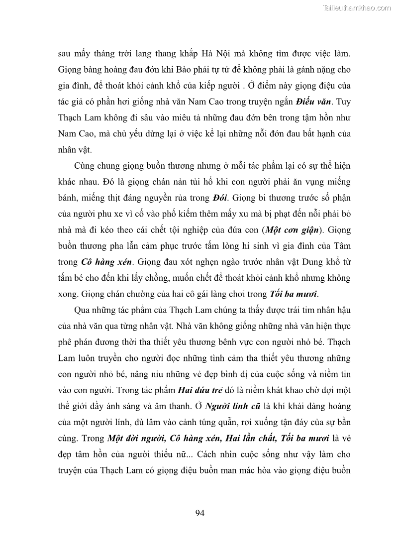 Luận văn thạc sĩ văn học Phong cách nghệ thuật truyện ngắn Thạch Lam - 8 Trang 96