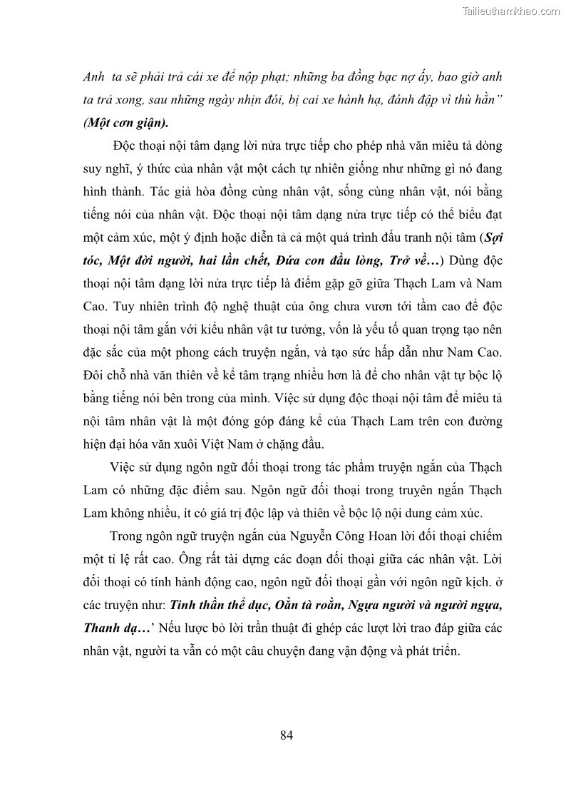 Luận văn thạc sĩ văn học Phong cách nghệ thuật truyện ngắn Thạch Lam - 8 Trang 86
