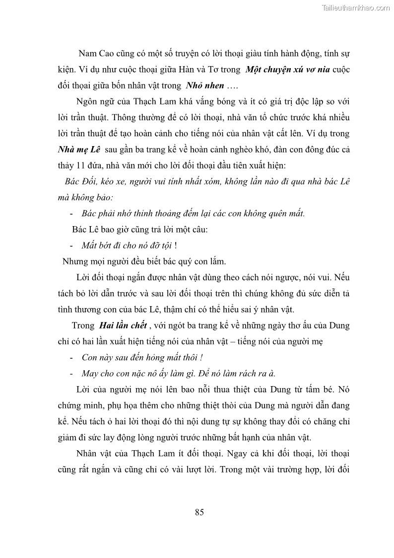 Luận văn thạc sĩ văn học Phong cách nghệ thuật truyện ngắn Thạch Lam - 8 Trang 87