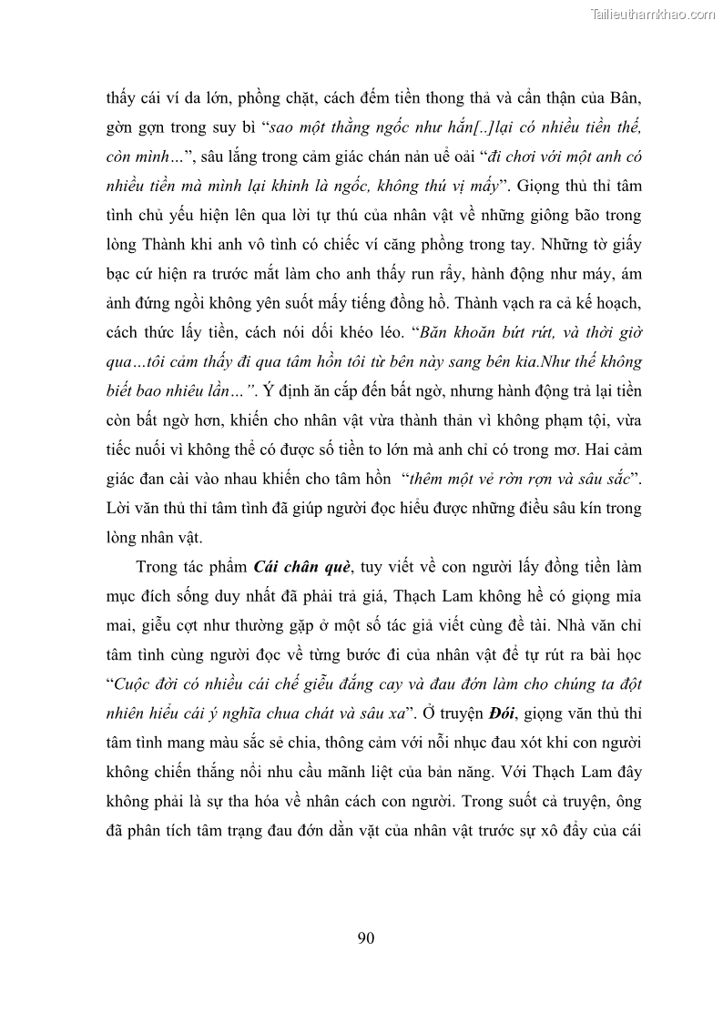 Luận văn thạc sĩ văn học Phong cách nghệ thuật truyện ngắn Thạch Lam - 8 Trang 92