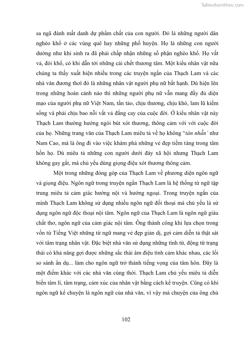 Luận văn thạc sĩ văn học Phong cách nghệ thuật truyện ngắn Thạch Lam - 9 Trang 104