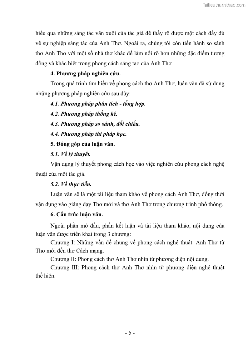 Luận văn thạc sĩ văn học Phong cách thơ Anh Thơ - 1 Trang 10