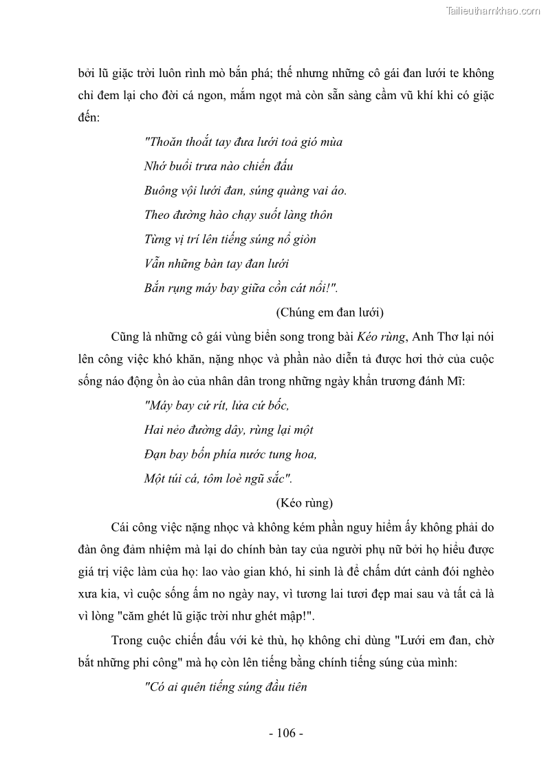 Luận văn thạc sĩ văn học Phong cách thơ Anh Thơ - 10 Trang 111