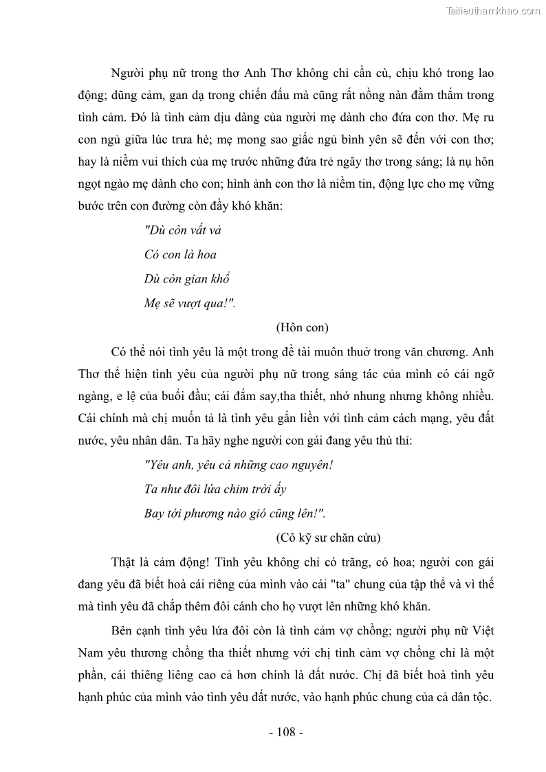 Luận văn thạc sĩ văn học Phong cách thơ Anh Thơ - 10 Trang 113